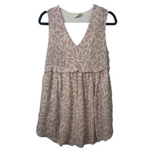 dRA Kelli Murray Women Babydoll Dress S Pink with Tan Leaves Lined Pockets A19
